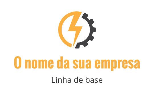Design de logo moderno com um raio e engrenagem em laranja e preto