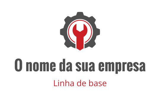 Logo em negrito com uma chave inglesa vermelha dentro de uma engrenagem cinza