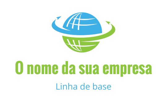 Design de logo moderno de globo com elementos azuis e verdes em espiral