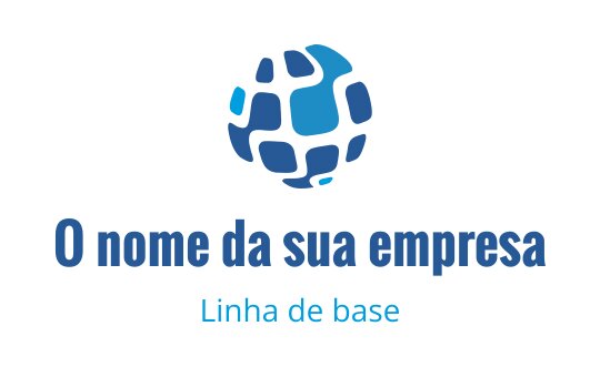Design de logo moderno de globo azul com formas abstratas e texto em negrito