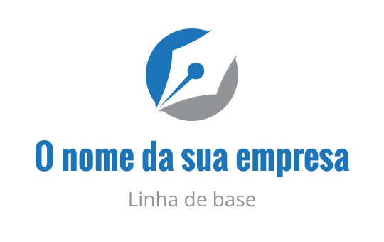Design de logo moderno com uma ponta de caneta em azul e cinza