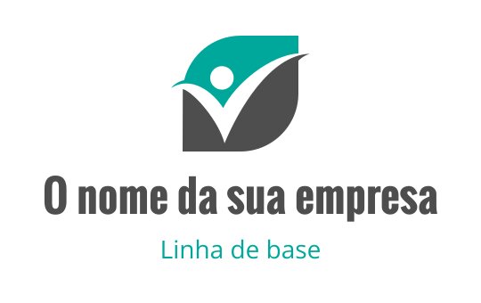 Design de logo moderno com uma folha estilizada e figura humana em verde-água e cinza