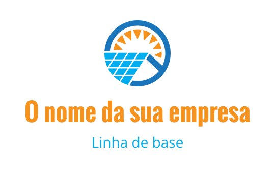 Design de logo moderno com elementos de sol e painel solar em azul e laranja