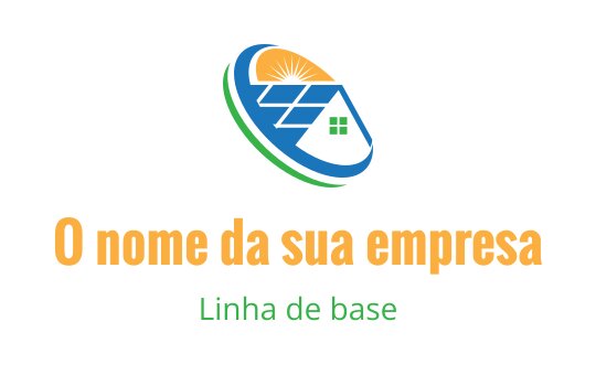 Design de logo moderno com uma casa, sol e painéis solares