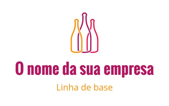 Design de logo colorido com três garrafas estilizadas em rosa e laranja