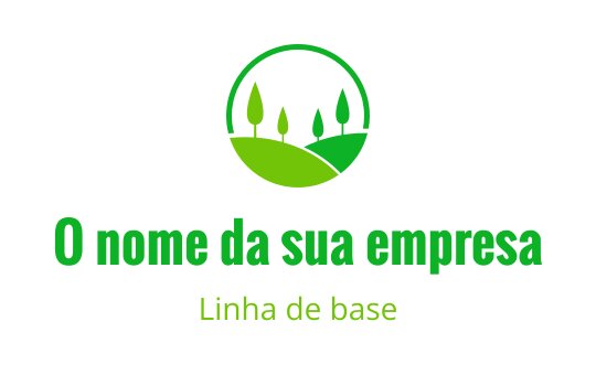 Design de logo moderno em verde com árvores estilizadas e colinas onduladas