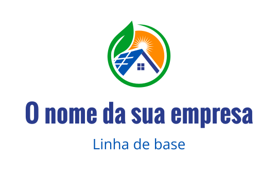 Design de logo moderno com uma casa, painéis solares e um sol radiante