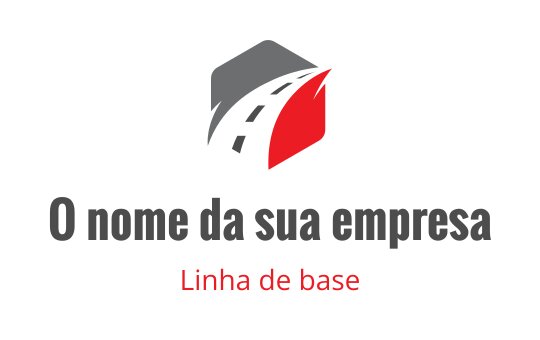 Design de logo moderno com uma estrada e formas geométricas em cinza e vermelho