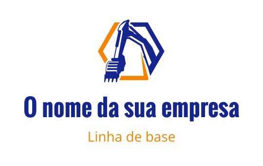 Design de logo hexagonal moderno com um braço de escavadeira azul e laranja
