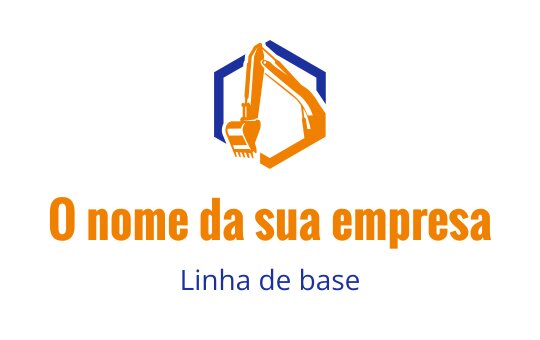 Logo de escavadora em formato hexagonal nas cores laranja e azul