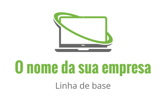 Design de logo moderno de laptop com uma linha verde em órbita
