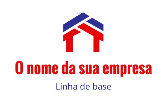 Design de logo moderno com uma casa estilizada em vermelho e azul