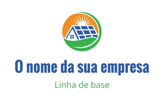 Design de logo moderno com uma casa, painéis solares e um sol radiante