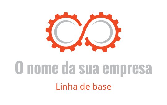 Design de logo moderno de infinito com engrenagens entrelaçadas em laranja e cinza
