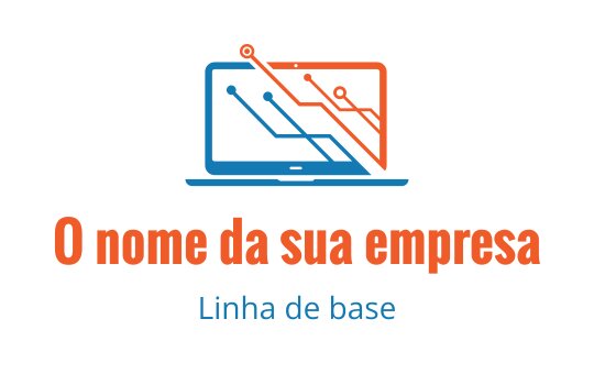 Design de logo moderno de laptop com linhas de circuito azul e laranja