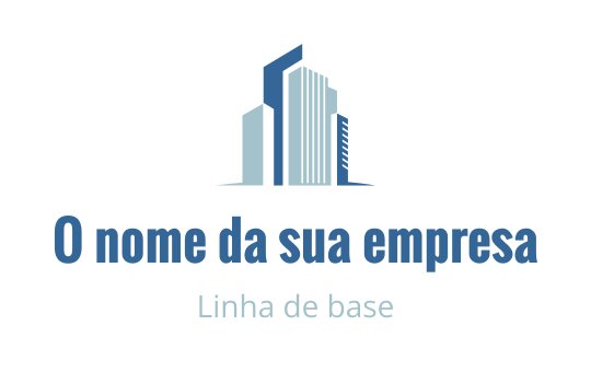 Logo de arranha-céu moderno azul com linhas limpas e formas geométricas