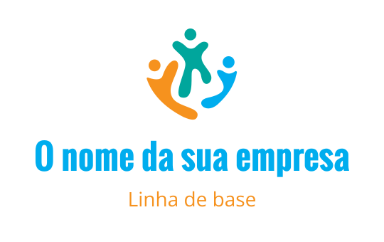Design de logo colorido com figuras abstratas em laranja, verde-água e azul