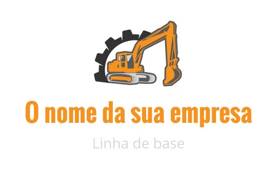 Logo de escavadora em negrito com esquema de cores laranja e cinza