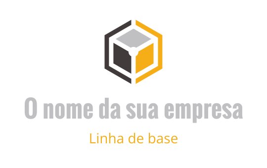 Design de logo hexagonal moderno com um cubo estilizado em cinza e amarelo