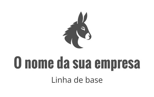 Logo de cabeça de burro estilizada em cinza com tipografia em negrito