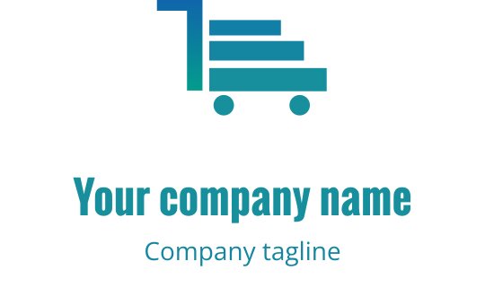 Design de logo moderno com um carrinho estilizado e caixas empilhadas