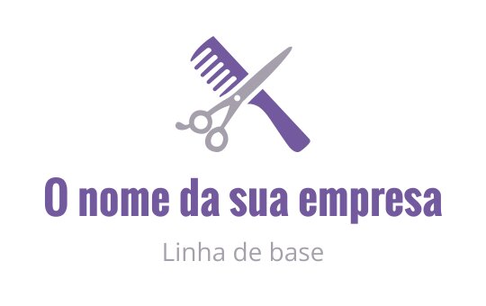 Design de logo moderno com tesouras e um pente em tons de roxo