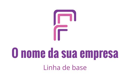 Logo moderno em roxo e rosa com a letra F estilizada