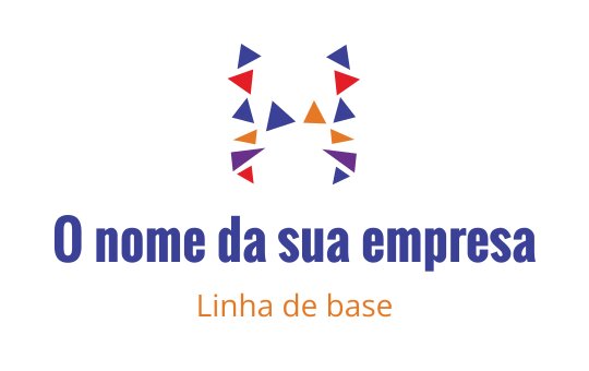Design de logo geométrico colorido com formas triangulares e letras em negrito
