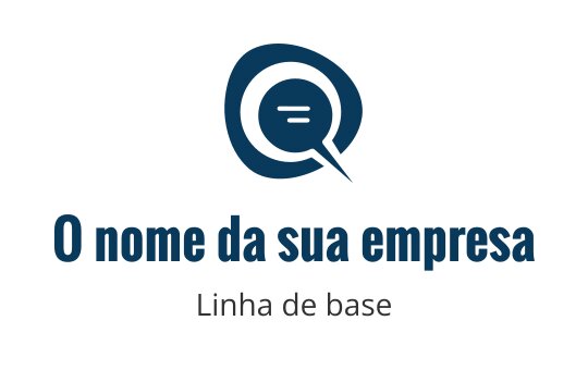 Design de logo moderno em azul com balão de fala e elementos circulares