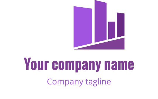Design de logo moderno em roxo com formas de barras abstratas e linhas limpas
