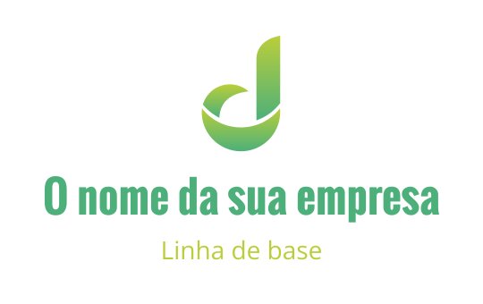 Logo moderno verde com a letra "d" estilizada e elementos curvados