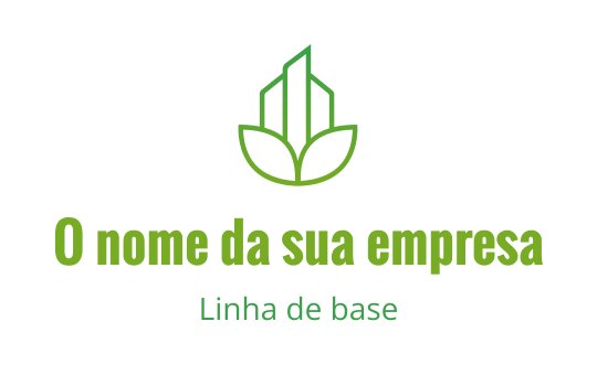 Logo moderno verde com elementos estilizados de planta e edifício