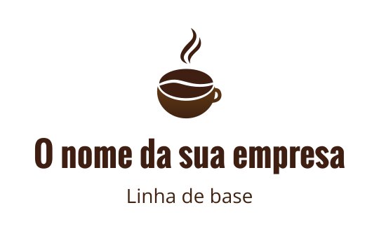 Logo de xícara de café com vapor e tons marrons