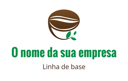 Logo de grão de café moderno com folhas verdes e tons terrosos