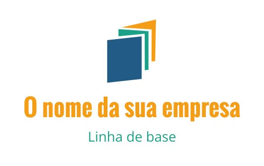 Design de logo moderno com quadrados azuis e verdes empilhados e detalhes laranja