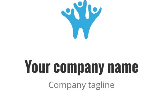 Design de logo criativo com três figuras abstratas em azul