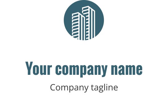 Design de logo moderno em teal com silhueta estilizada de uma casa