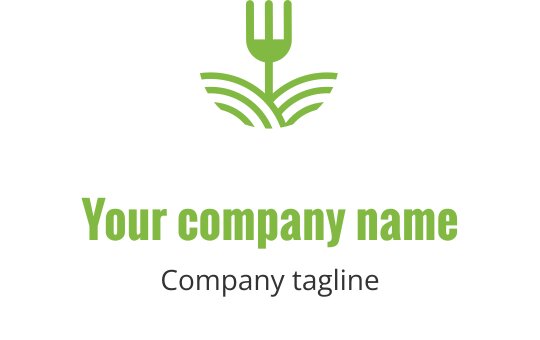Logo moderno em verde limão com um garfo estilizado