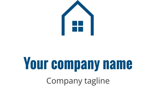Logo em teal com silhueta estilizada de edifício e formas geométricas