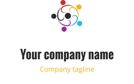 Design de logo colorido com figuras interconectadas em arranjo circular