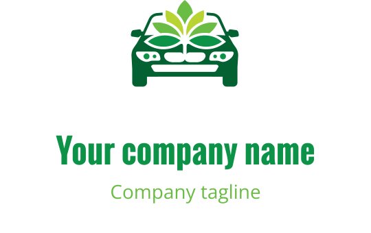 Design de logo moderno com um carro e um motivo de folha verde