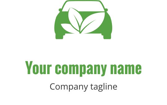 Logo ecológico com um carro e folhas verdes