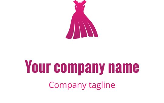 Design de logo de vestido rosa estiloso com linhas elegantes e fluidas