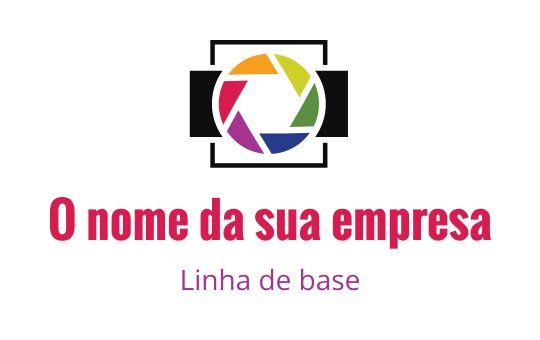 Logo de design de lente de câmera colorida com segmentos vibrantes e texto em negrito