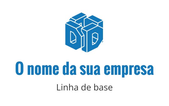 Design de logo moderno em azul com cubo 3D e formas interligadas