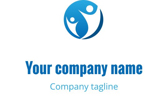 Design de logo moderno em azul com duas figuras abstratas em forma circular