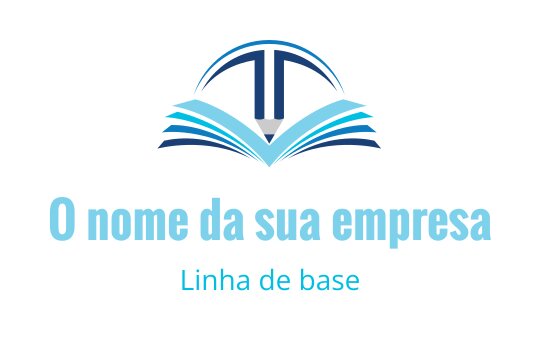 Design de logo moderno com um livro aberto e lápis em tons de azul