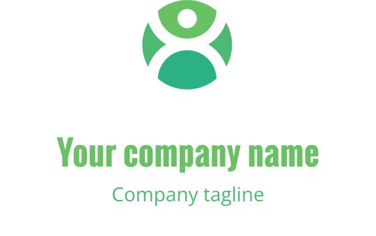 Design de logo moderno em verde com figura circular e formas arredondadas