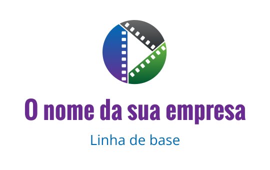 Design de logo circular colorido com segmentos de filme em azul, verde e preto
