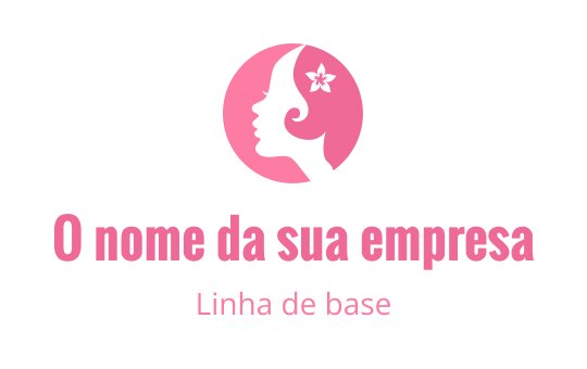 Design de logo elegante em silhueta rosa com o perfil de uma mulher e uma flor